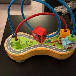 Wooden Bead Maze with Red and Blue Tracks